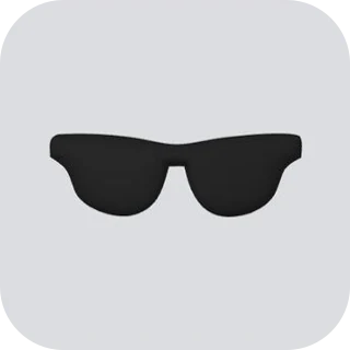 Dark wayfarer-style sunglasses, on a pale gray tile