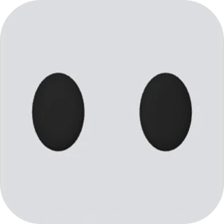 Two solid dark oval eyes, on a pale gray tile